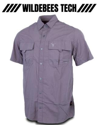 Wildebees Mens Tech Short Sleeve Vented Shirt Charcoal
