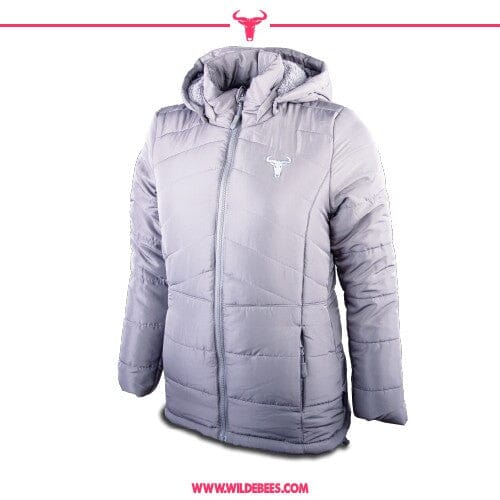 Wildebees Womens Teddy Fleece Plain Puffer Jacket Platinum
