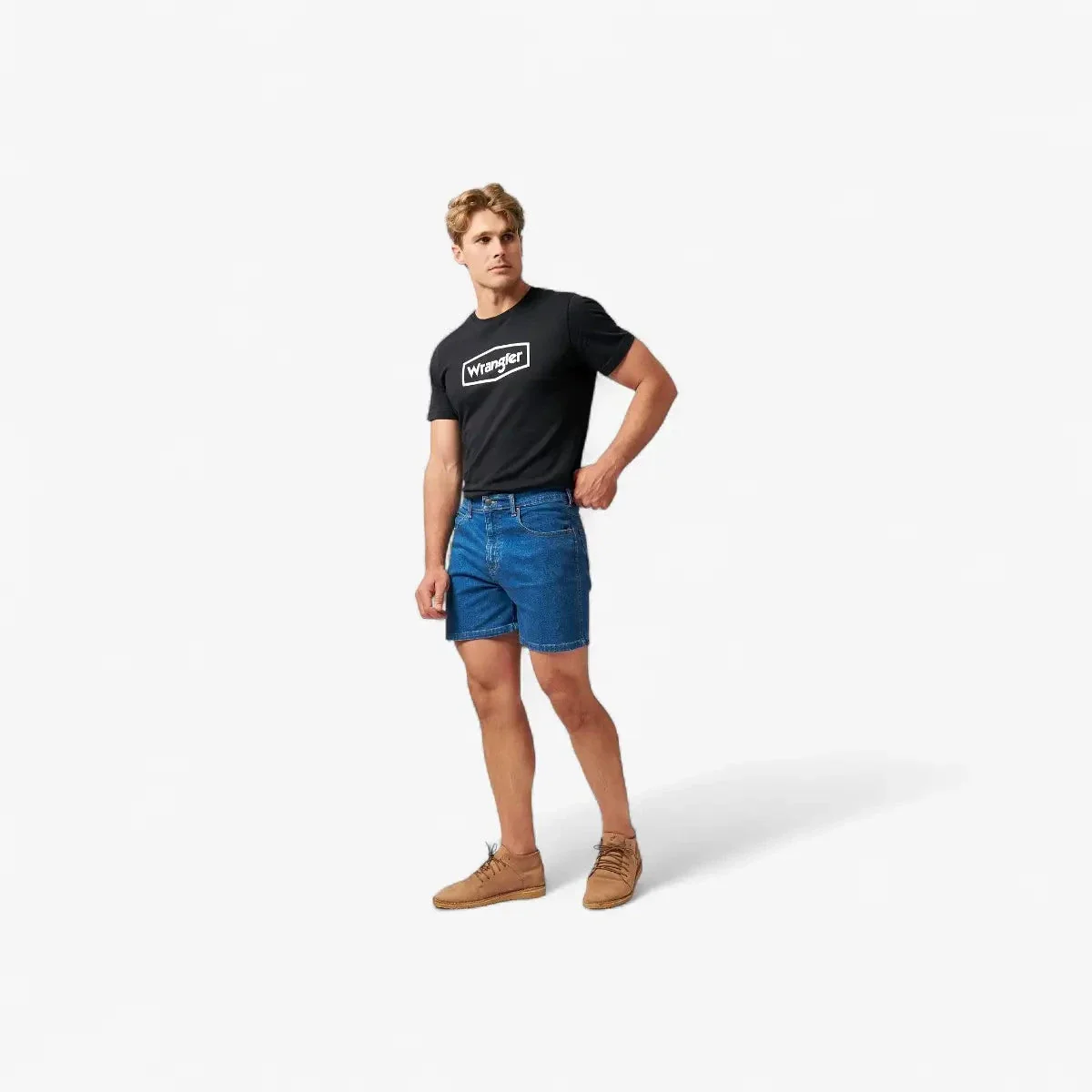Wrangler Mens Hero Stretch Denim Shorts Stonewash - Image 2